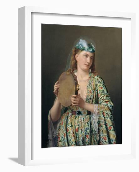 Portrait of a Lady of the Court Playing the Tambourine, Second Half of the 19th C-Pierre Désiré Guillemet-Framed Giclee Print