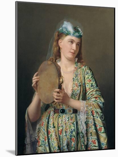 Portrait of a Lady of the Court Playing the Tambourine, Second Half of the 19th C-Pierre Désiré Guillemet-Mounted Giclee Print