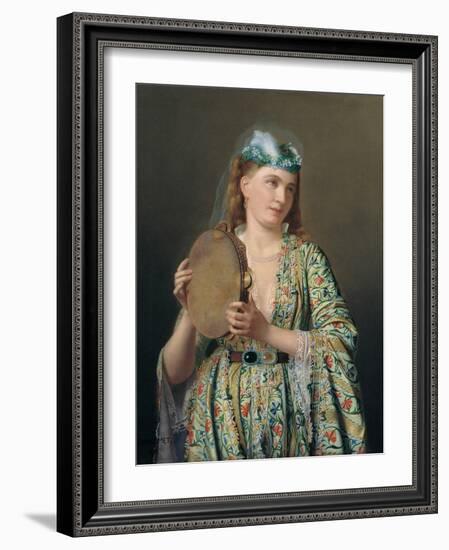 Portrait of a Lady of the Court Playing the Tambourine, Second Half of the 19th C-Pierre Désiré Guillemet-Framed Giclee Print