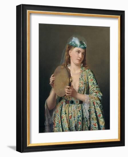 Portrait of a Lady of the Court Playing the Tambourine, Second Half of the 19th C-Pierre Désiré Guillemet-Framed Giclee Print