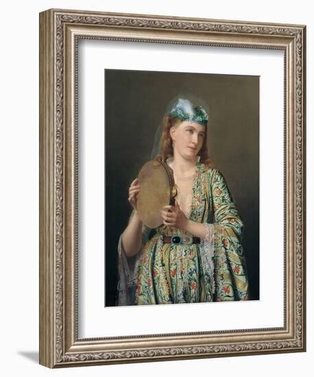 Portrait of a Lady of the Court Playing the Tambourine, Second Half of the 19th C-Pierre Désiré Guillemet-Framed Giclee Print