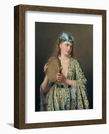 Portrait of a Lady of the Court Playing the Tambourine, Second Half of the 19th C-Pierre Désiré Guillemet-Framed Giclee Print