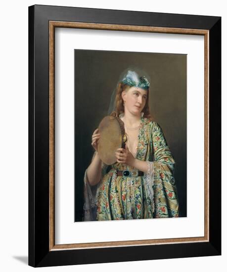 Portrait of a Lady of the Court Playing the Tambourine, Second Half of the 19th C-Pierre Désiré Guillemet-Framed Giclee Print