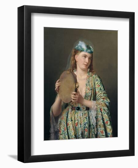 Portrait of a Lady of the Court Playing the Tambourine, Second Half of the 19th C-Pierre Désiré Guillemet-Framed Giclee Print