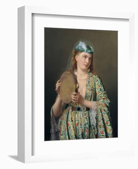 Portrait of a Lady of the Court Playing the Tambourine, Second Half of the 19th C-Pierre Désiré Guillemet-Framed Giclee Print