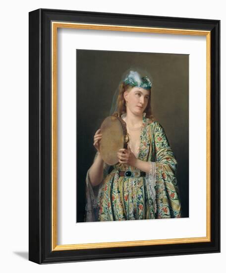 Portrait of a Lady of the Court Playing the Tambourine, Second Half of the 19th C-Pierre Désiré Guillemet-Framed Giclee Print