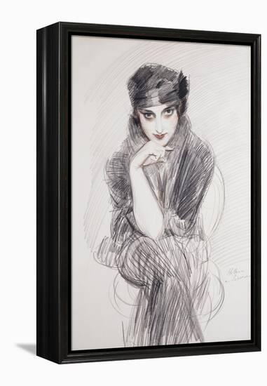 Portrait of a Lady, possibly Madam Van Cleef (nee Lopez Penna Hebe)-Paul Cesar Helleu-Framed Premier Image Canvas