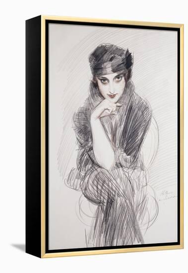 Portrait of a Lady, possibly Madam Van Cleef (nee Lopez Penna Hebe)-Paul Cesar Helleu-Framed Premier Image Canvas