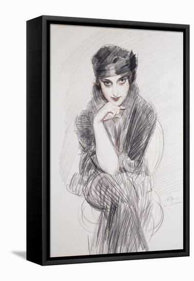 Portrait of a Lady, Possibly Madam Van Cleef (Nee Lopez Penna Hebe)-Paul Cesar Helleu-Framed Premier Image Canvas