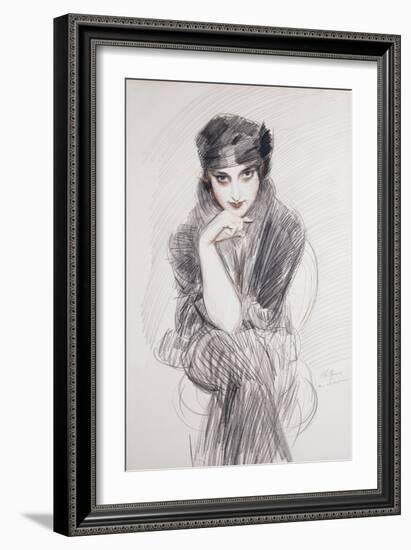 Portrait of a Lady, Possibly Madam Van Cleef (Nee Lopez Penna Hebe)-Paul Cesar Helleu-Framed Giclee Print