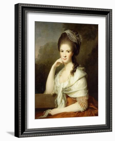 Portrait of a Lady, Seated Half-Length, Wearing a Brown Dress and a White Shawl, 1778-Jens Juel-Framed Giclee Print