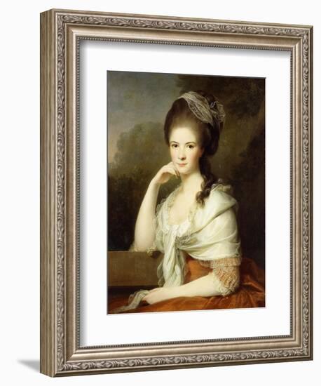 Portrait of a Lady, Seated Half-Length, Wearing a Brown Dress and a White Shawl, 1778-Jens Juel-Framed Giclee Print