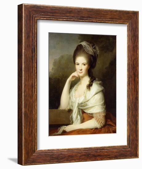 Portrait of a Lady, Seated Half-Length, Wearing a Brown Dress and a White Shawl, 1778-Jens Juel-Framed Giclee Print