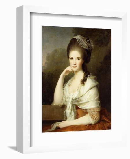 Portrait of a Lady, Seated Half-Length, Wearing a Brown Dress and a White Shawl, 1778-Jens Juel-Framed Giclee Print