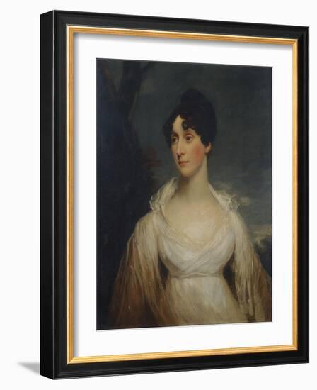 Portrait of a Lady Seated, Half Length, Wearing a White Dress-Sir William Beechey-Framed Giclee Print