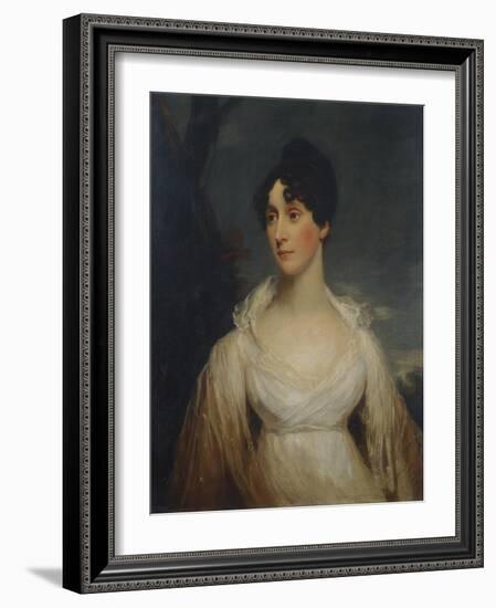 Portrait of a Lady Seated, Half Length, Wearing a White Dress-Sir William Beechey-Framed Giclee Print