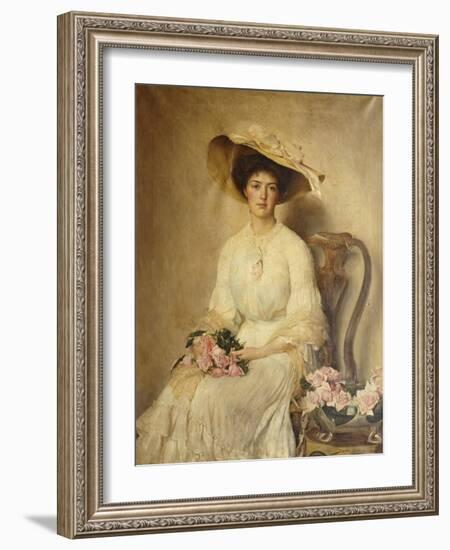 Portrait of a Lady, Seated on a Chair, Three-Quarter Length-John Henry Frederick Bacon-Framed Giclee Print