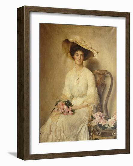 Portrait of a Lady, Seated on a Chair, Three-Quarter Length-John Henry Frederick Bacon-Framed Giclee Print