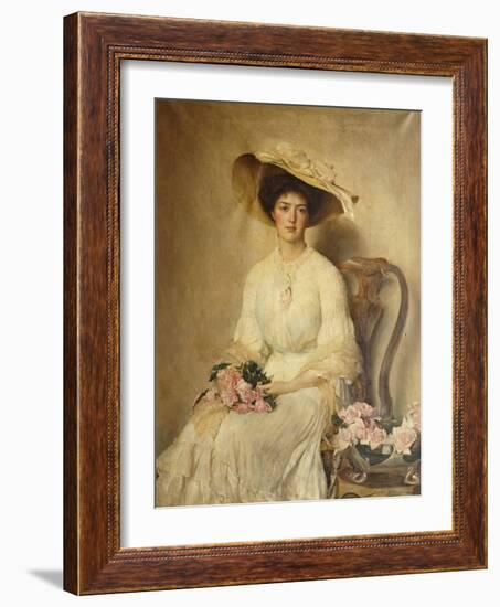 Portrait of a Lady, Seated on a Chair, Three-Quarter Length-John Henry Frederick Bacon-Framed Giclee Print