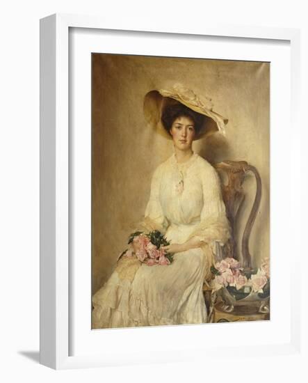 Portrait of a Lady, Seated on a Chair, Three-Quarter Length-John Henry Frederick Bacon-Framed Giclee Print