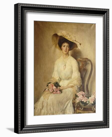 Portrait of a Lady, Seated on a Chair, Three-Quarter Length-John Henry Frederick Bacon-Framed Giclee Print
