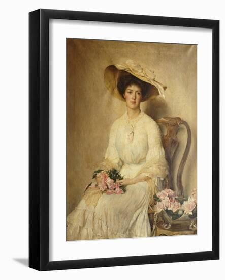 Portrait of a Lady, Seated on a Chair, Three-Quarter Length-John Henry Frederick Bacon-Framed Giclee Print