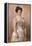 Portrait of a Lady, Standing in in a White Satin Dress-Christian Meyer Ross-Framed Premier Image Canvas