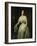 Portrait of a Lady Standing Three-Quarter Length Wearing a White Dress-August Schiott-Framed Giclee Print