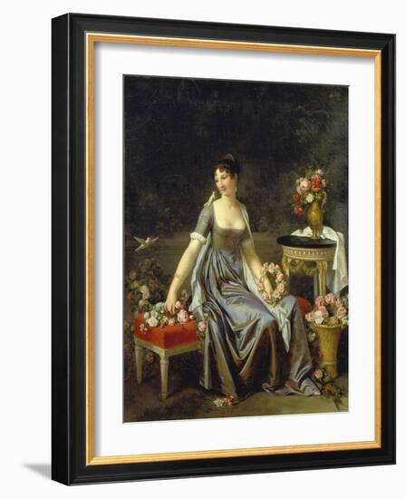 Portrait of a Lady, Surrounded by Flowers-Marguerite Gerard-Framed Giclee Print