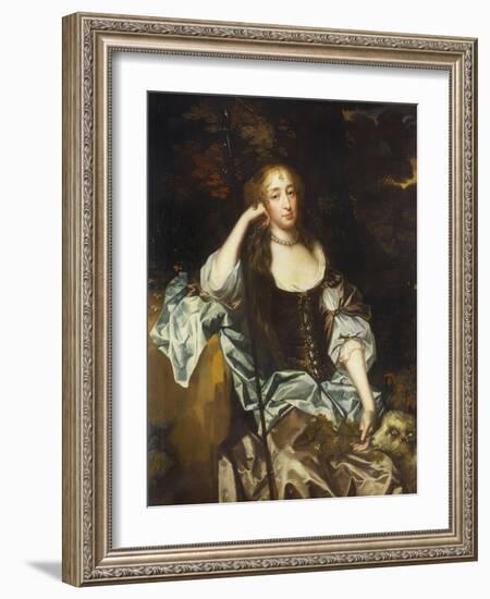 Portrait of a Lady, Three-Quarter Length, in a Brown Dress with Slashed Sleeves, 17th Century-Sir Peter Lely-Framed Giclee Print