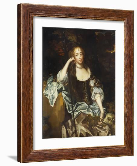 Portrait of a Lady, Three-Quarter Length, in a Brown Dress with Slashed Sleeves, 17th Century-Sir Peter Lely-Framed Giclee Print