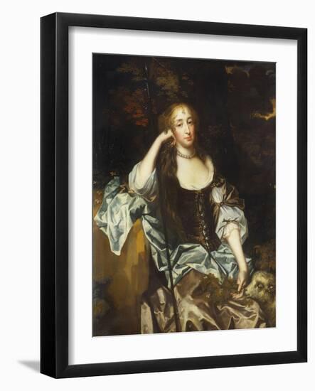 Portrait of a Lady, Three-Quarter Length, in a Brown Dress with Slashed Sleeves, 17th Century-Sir Peter Lely-Framed Giclee Print