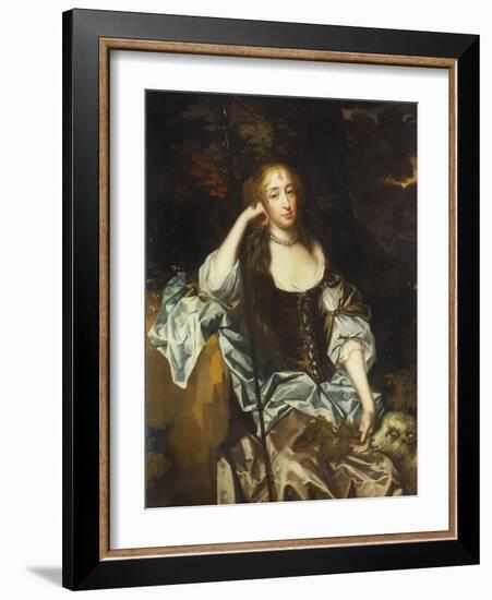 Portrait of a Lady, Three-Quarter Length, in a Brown Dress with Slashed Sleeves, 17th Century-Sir Peter Lely-Framed Giclee Print