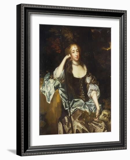 Portrait of a Lady, Three-Quarter Length, in a Brown Dress with Slashed Sleeves, 17th Century-Sir Peter Lely-Framed Giclee Print