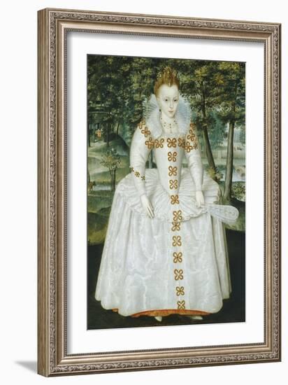 Portrait of a Lady, Traditionally Identified as Queen Elizabeth of Bohemia, Dated 1603-Robert Peake-Framed Giclee Print