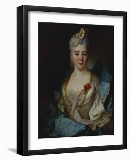 Portrait of a Lady, Wearing a White Dress and a Blue Cloak-Nicolas de Largilliere-Framed Giclee Print
