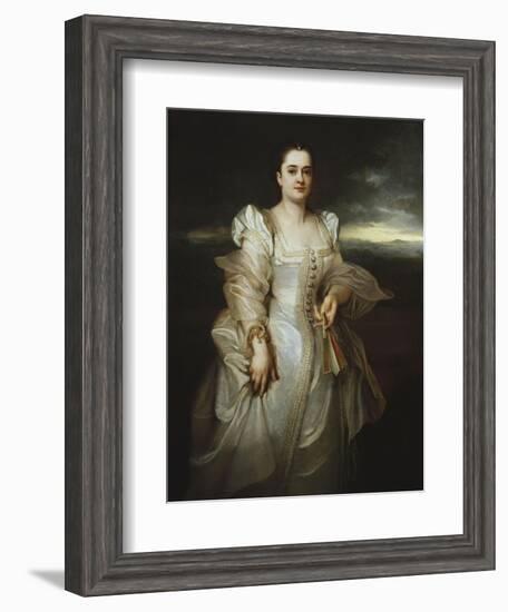 Portrait of a Lady Wearing a White Dress Embroidered with Pearls-Adolphe Joseph Thomas Monticelli-Framed Giclee Print