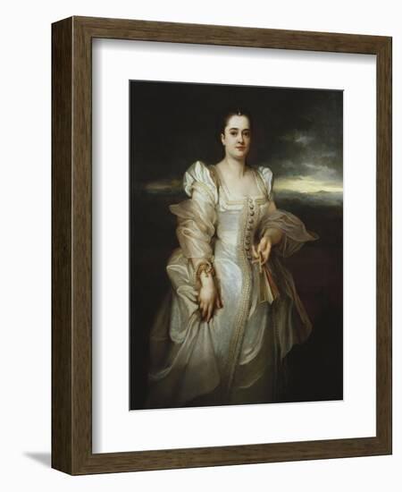 Portrait of a Lady Wearing a White Dress Embroidered with Pearls-Adolphe Joseph Thomas Monticelli-Framed Giclee Print