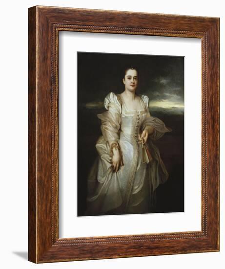 Portrait of a Lady Wearing a White Dress Embroidered with Pearls-Adolphe Joseph Thomas Monticelli-Framed Giclee Print