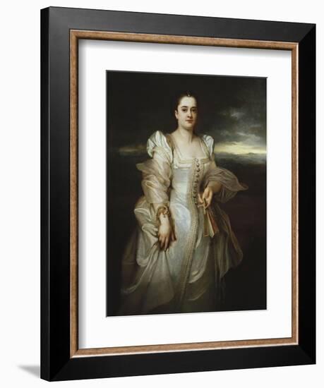 Portrait of a Lady Wearing a White Dress Embroidered with Pearls-Adolphe Joseph Thomas Monticelli-Framed Giclee Print