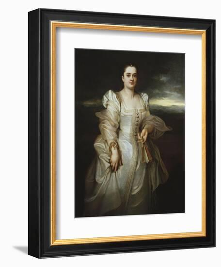 Portrait of a Lady Wearing a White Dress Embroidered with Pearls-Adolphe Joseph Thomas Monticelli-Framed Giclee Print