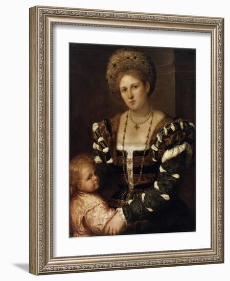 Portrait of a Lady with a Boy, 1530S-Paris Bordone-Framed Giclee Print