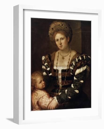 Portrait of a Lady with a Boy, 1530S-Paris Bordone-Framed Giclee Print