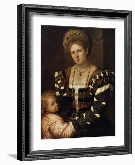 Portrait of a Lady with a Boy, 1530S-Paris Bordone-Framed Giclee Print