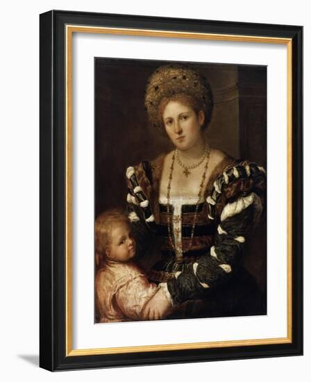 Portrait of a Lady with a Boy, 1530S-Paris Bordone-Framed Giclee Print