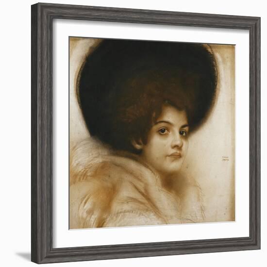 Portrait of a Lady with a Hat-Franz von Stuck-Framed Giclee Print