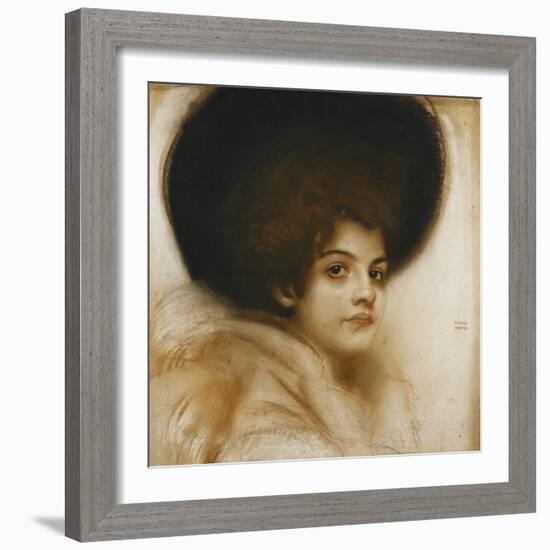 Portrait of a Lady with a Hat-Franz von Stuck-Framed Giclee Print