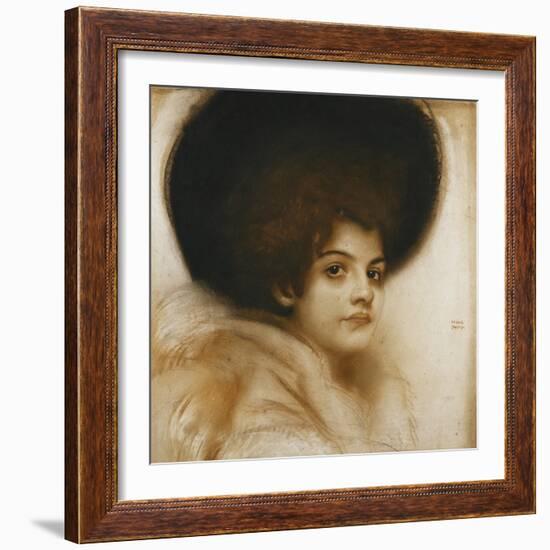 Portrait of a Lady with a Hat-Franz von Stuck-Framed Giclee Print