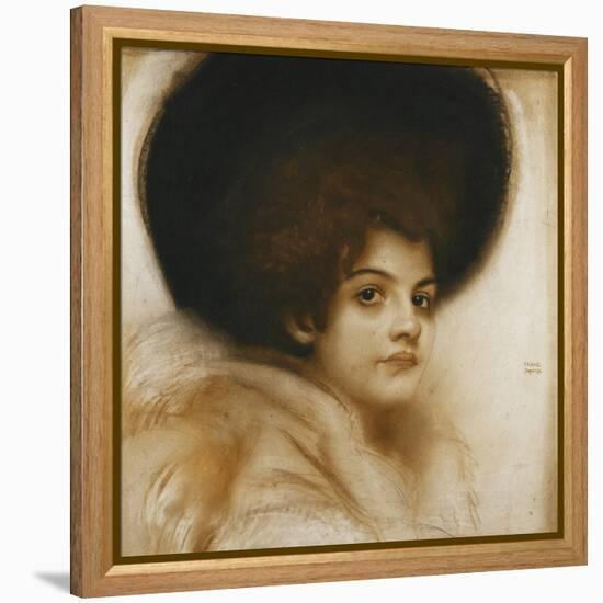 Portrait of a Lady with a Hat-Franz von Stuck-Framed Premier Image Canvas