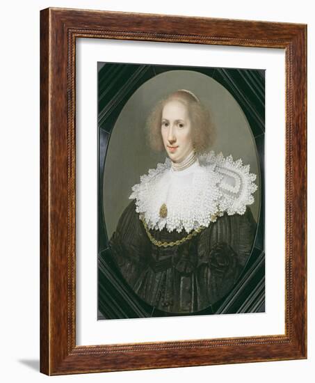 Portrait of a Lady with a Lace Collar and Pearls-Milllo Bortoluzzi-Framed Giclee Print